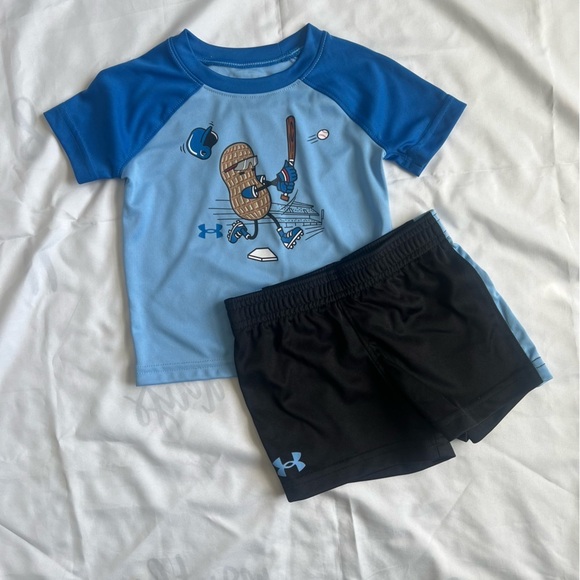 Under Armour Activewear Baseball Matching Shorts Set Size 12 Months - Picture 3 of 12